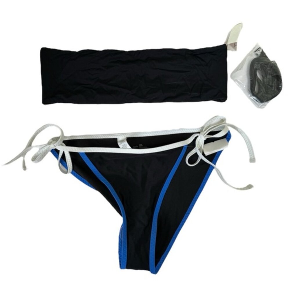 Aerie NEW Cheeky Bikini Bathing Suit Bandeau Bra Straps Strapless Adjust Ties L